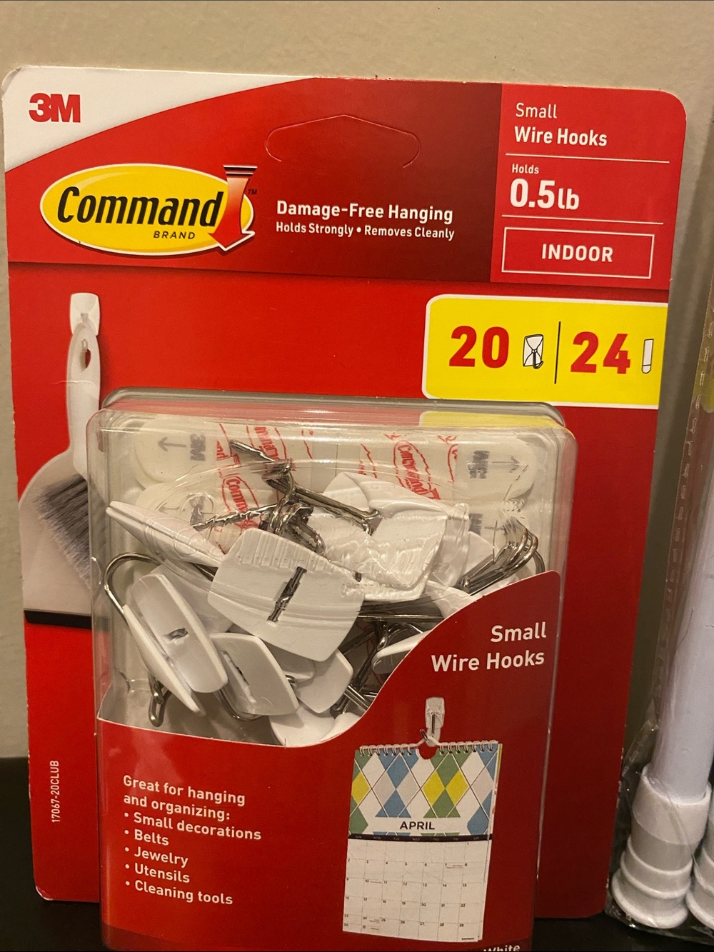 Command Small Wire Hooks - White (20 Pack) + White Spring Tension Rods - Picture 2 of 3